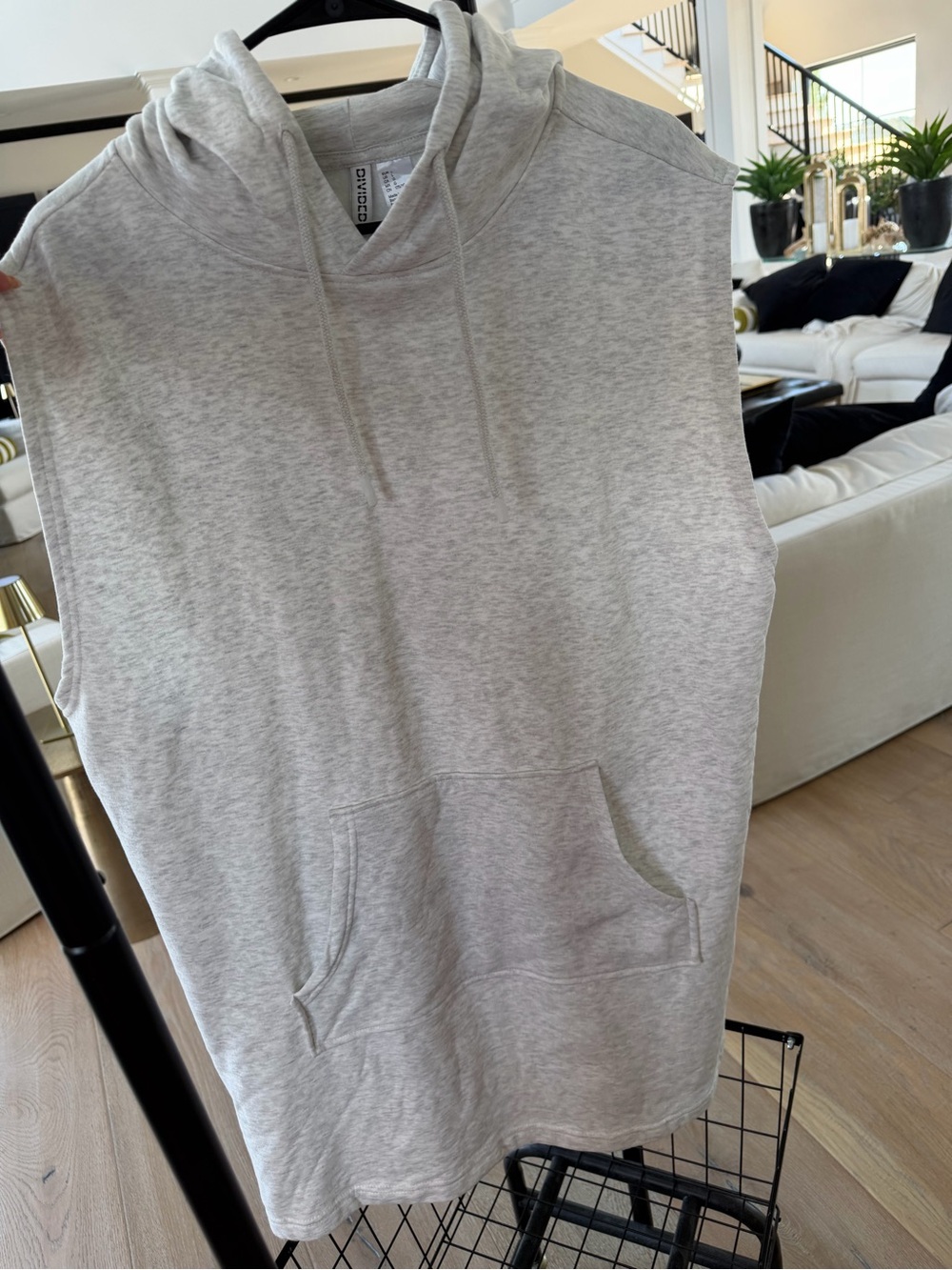 Divided Light Heather Gray Sleeveless Crewneck Hoodie/Tubic